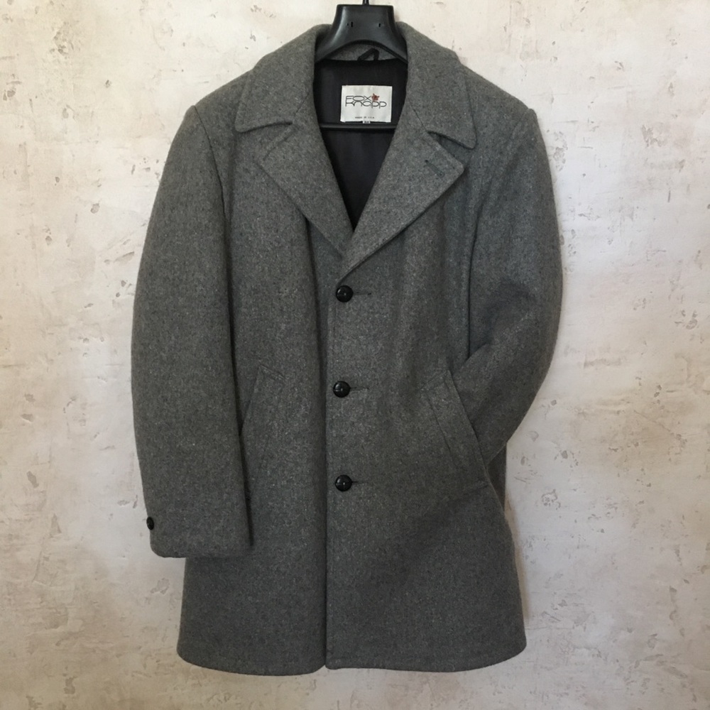 Fox Knapp Vintage Mens Wool Coat Sz 40